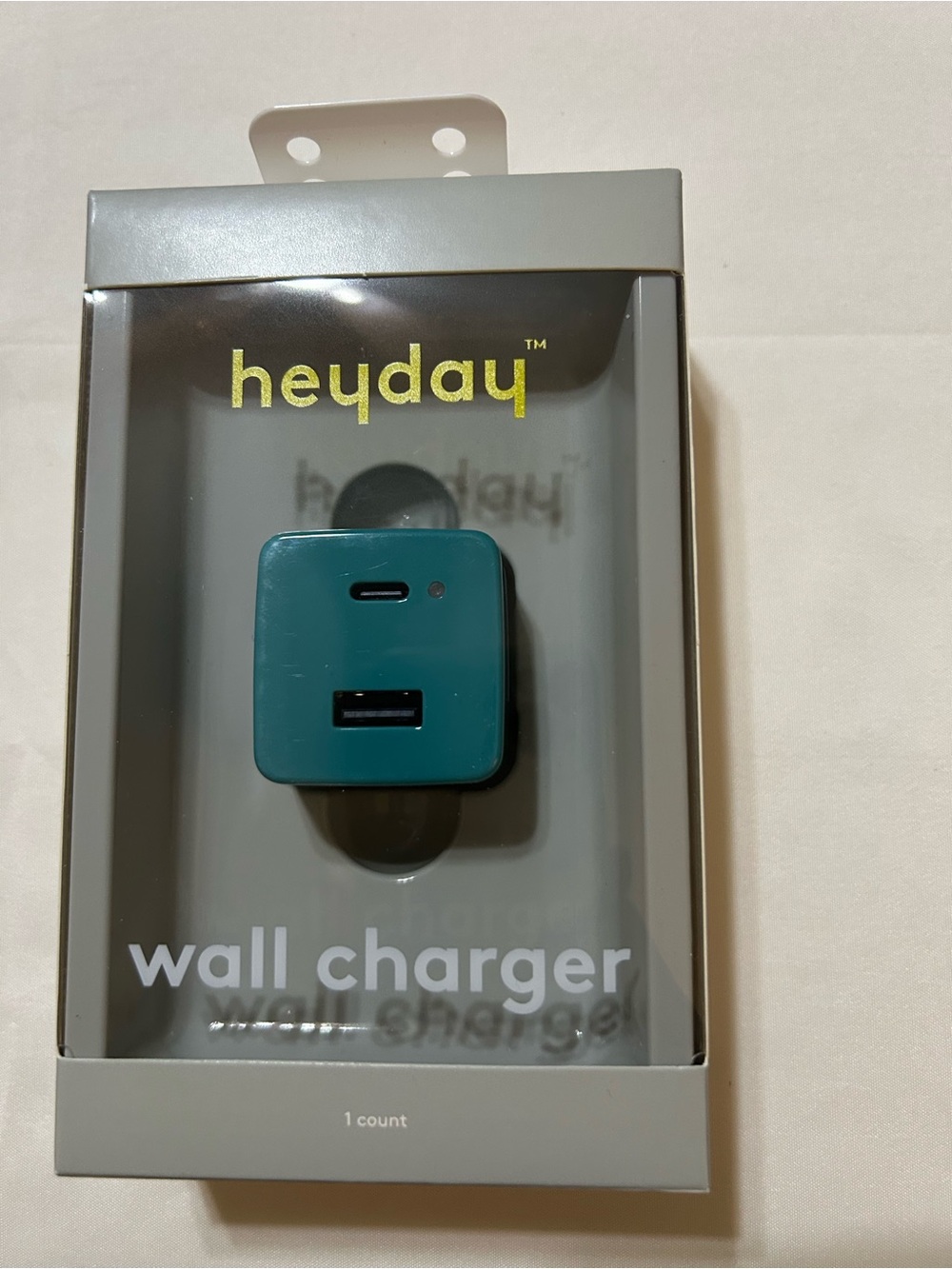 heyday Teal Dual-Port USB-A & USB-C Wall Charger